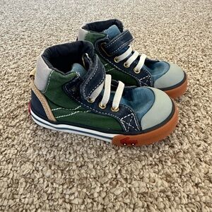 See Kai Run Dane Toddler High-Top Sneakers - Green and Blue Size 6